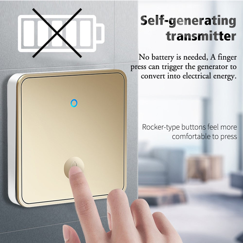 CACAZI FA50 Self-Powered Wireless Doorbell for Home Smart Doorbell Set with Transmitter + 2 Receiver (86 Large Button)