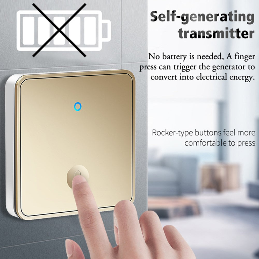 CACAZI FA50 Home Smart Wireless Doorbell Set Transmitter / Receiver Self-Powered Doorbell (86 Large Button)