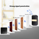 CACAZI FA96 Smart Home alarmsystem, 60 klokker, selvdrevet trådløs dørklokke (Type 86 stor knap), 1 sender+2 modtagere