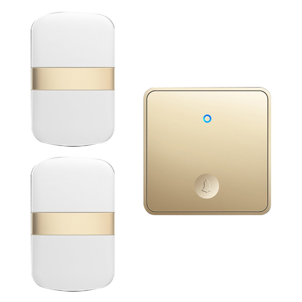 CACAZI FA96 Smart Home alarmsystem, 60 klokker, selvdrevet trådløs dørklokke (Type 86 stor knap), 1 sender+2 modtagere