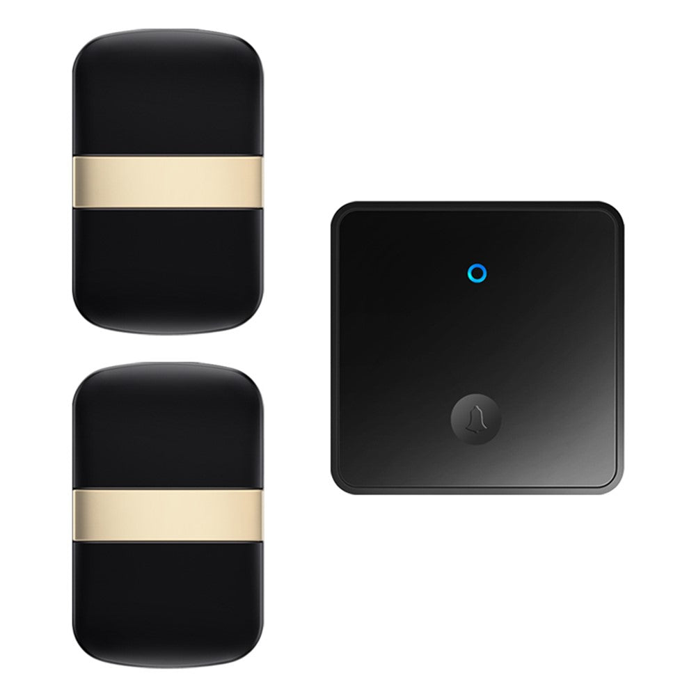 CACAZI FA96 Smart Home alarmsystem, 60 klokker, selvdrevet trådløs dørklokke (Type 86 stor knap), 1 sender+2 modtagere