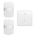 CACAZI FA96 Smart Home alarmsystem, 60 klokker, selvdrevet trådløs dørklokke (Type 86 stor knap), 1 sender+2 modtagere