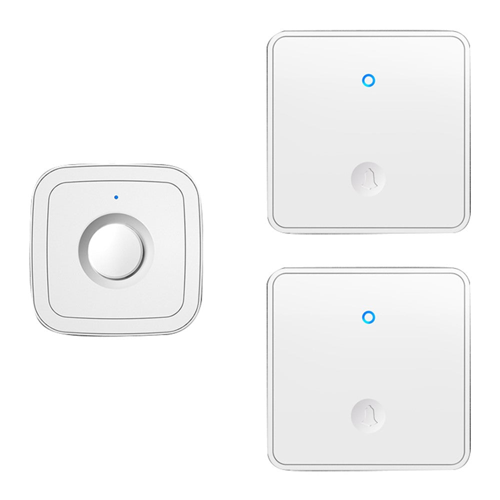 CACAZI FA12 60 Songs 5 Levels Adjustable Wireless Doorbell Calling Bell (Type 86 Big Button), 2 Transmitters+1 Receiver