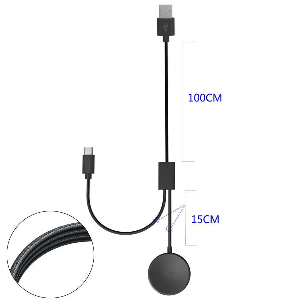 Samsung Galaxy Watch 5 40mm 44mm / Watch 5 Pro 45mm Laddare 1.15m 2-i-1 Watch-laddare Typ-C PD Trådlös Laddningsstation Dock