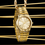 LIEBIG L1023 analogt quartz-armbåndsur med rund urskive, parkur og rem af rustfrit stål