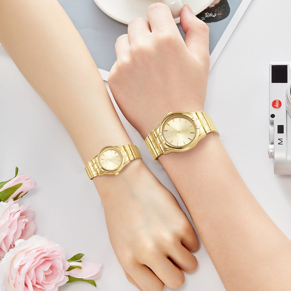 LIEBIG L1023 analogt quartz-armbåndsur med rund urskive, parkur og rem af rustfrit stål