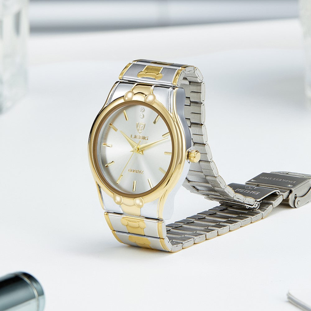 LIEBIG L1023 analogt quartz-armbåndsur med rund urskive, parkur og rem af rustfrit stål