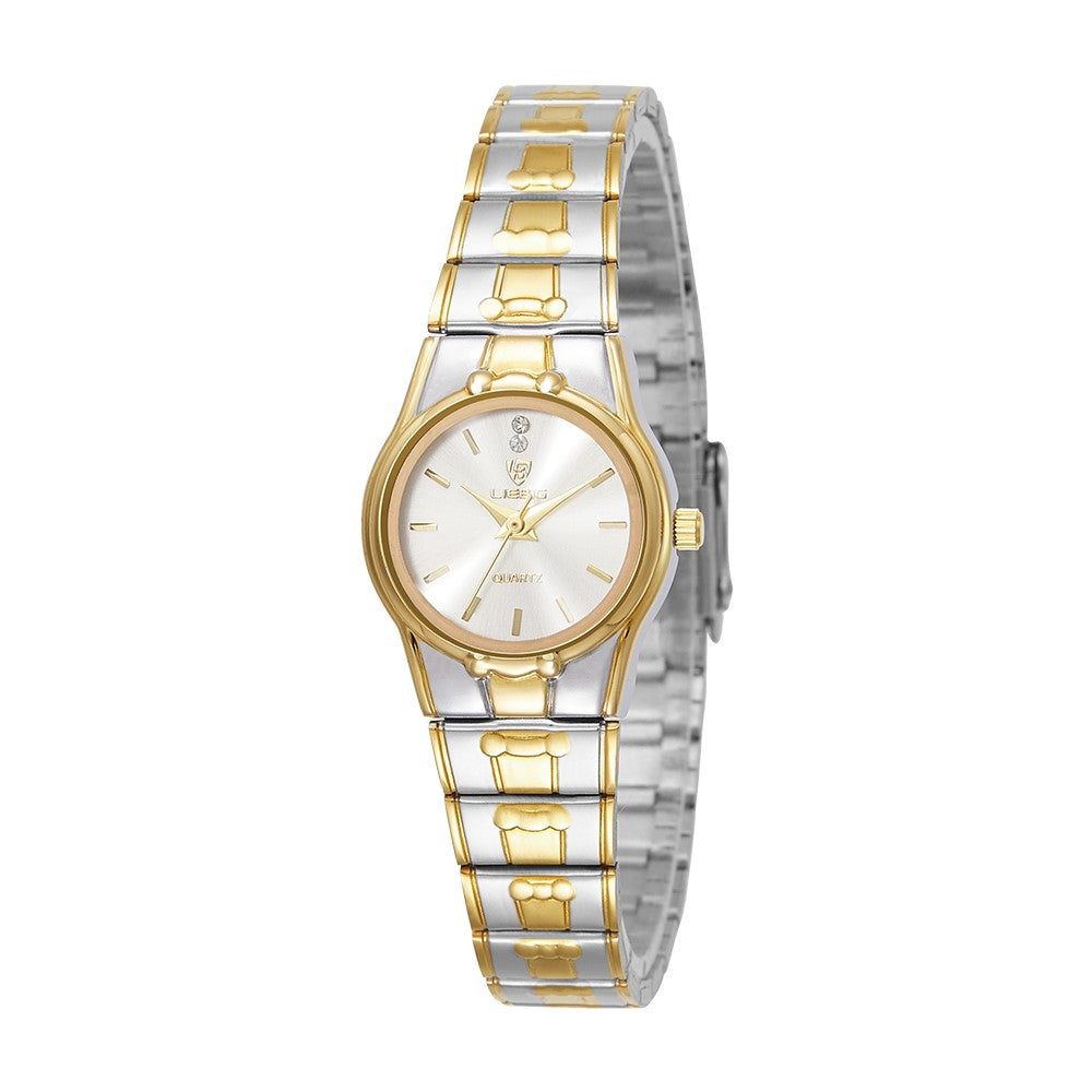 LIEBIG L1023 analogt quartz-armbåndsur med rund urskive, parkur og rem af rustfrit stål