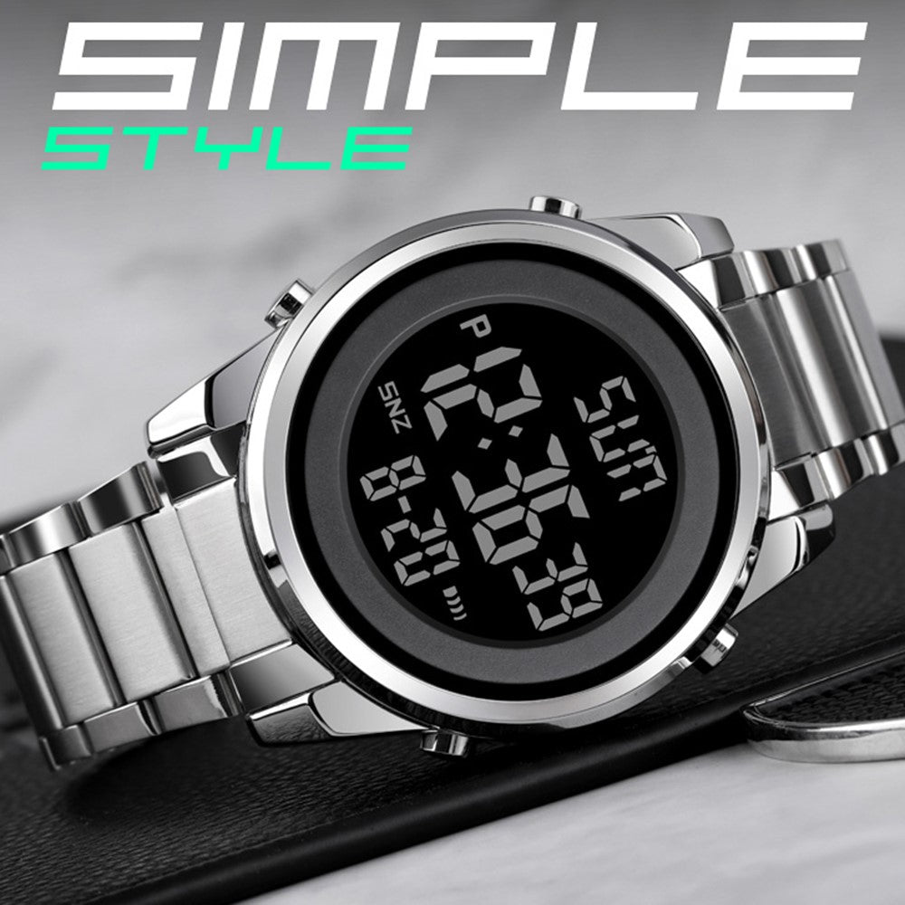 SKMEI 1611 Simple Business Men's Watch Multifunctional Steel Strap Electronic Watch with Luminous Display