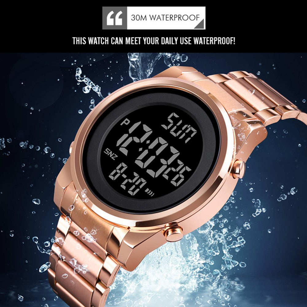 SKMEI 1611 Simple Business Men's Watch Multifunctional Steel Strap Electronic Watch with Luminous Display