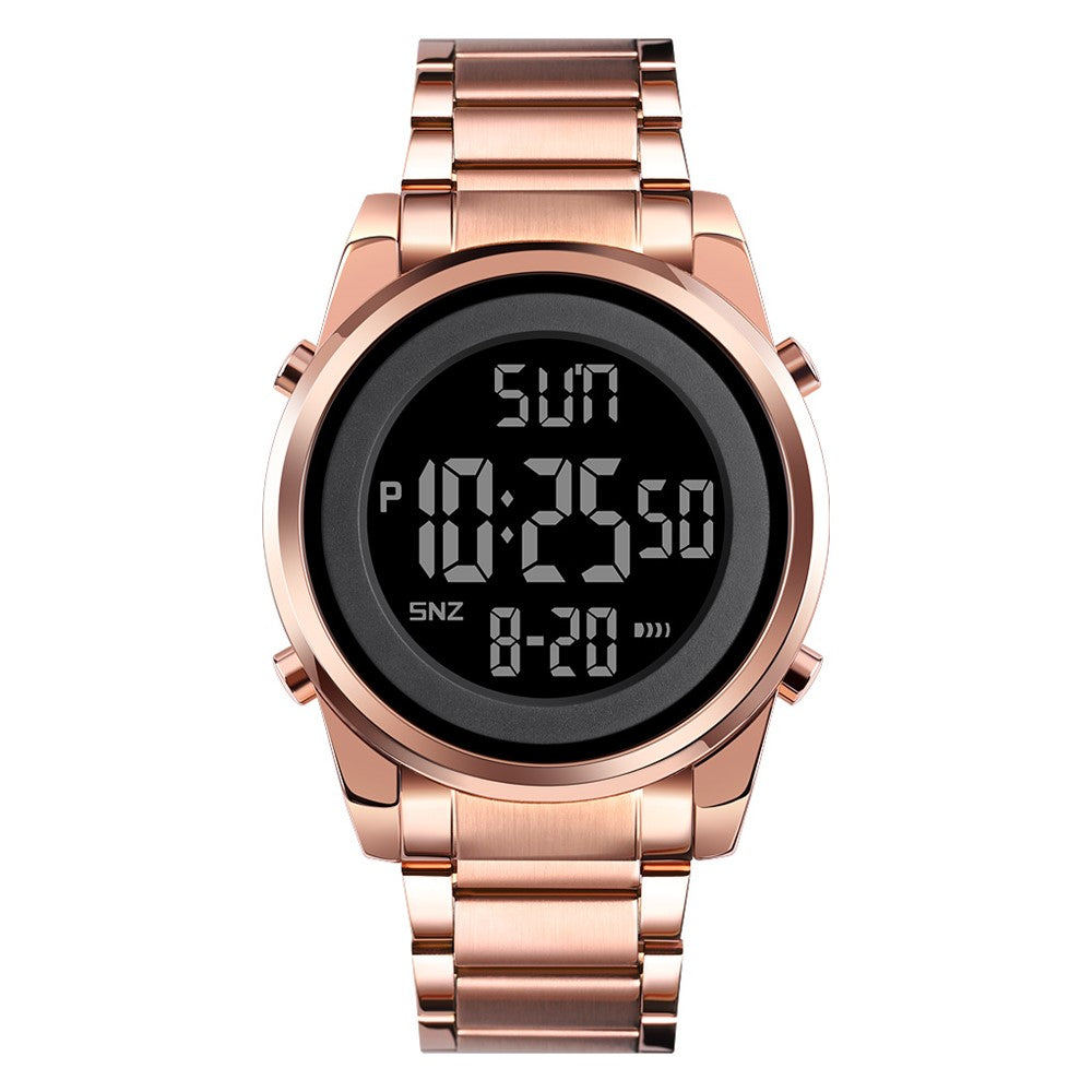 SKMEI 1611 Simple Business Men's Watch Multifunctional Steel Strap Electronic Watch with Luminous Display