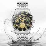 SKMEI 7039 Hult urskivedesign Forretning Mode Mænd Kvarts Ur Stopur Kalender Armbåndsur