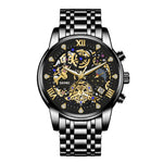 SKMEI 7039 Hult urskivedesign Forretning Mode Mænd Kvarts Ur Stopur Kalender Armbåndsur