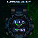 SANDA 3186 Fashionable Cool Luminous Display Watch Multifunction 50m Waterproof Electronic Watch