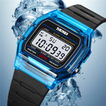SKMEI 2056 Fashion Square Wrist Watch TPU Strap EL Backlight Electronic Watch