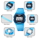 SKMEI 2056 Fashion Square Wrist Watch TPU Strap EL Backlight Electronic Watch