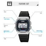 SKMEI 2056 Fashion Square Wrist Watch TPU Strap EL Backlight Electronic Watch
