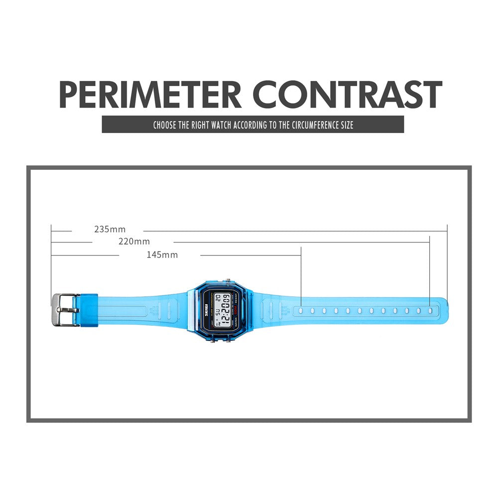 SKMEI 2056 Fashion Square Wrist Watch TPU Strap EL Backlight Electronic Watch