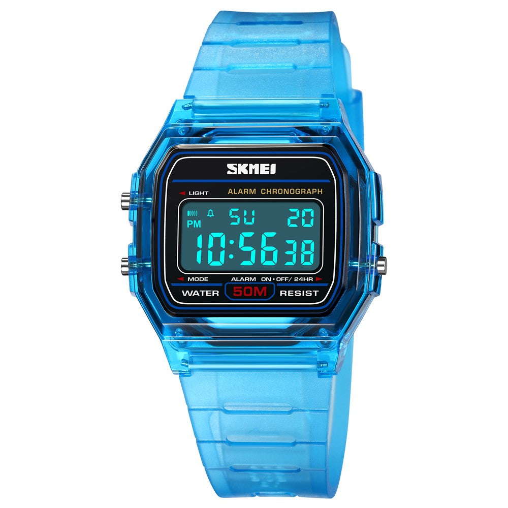 SKMEI 2056 Fashion Square Wrist Watch TPU Strap EL Backlight Electronic Watch