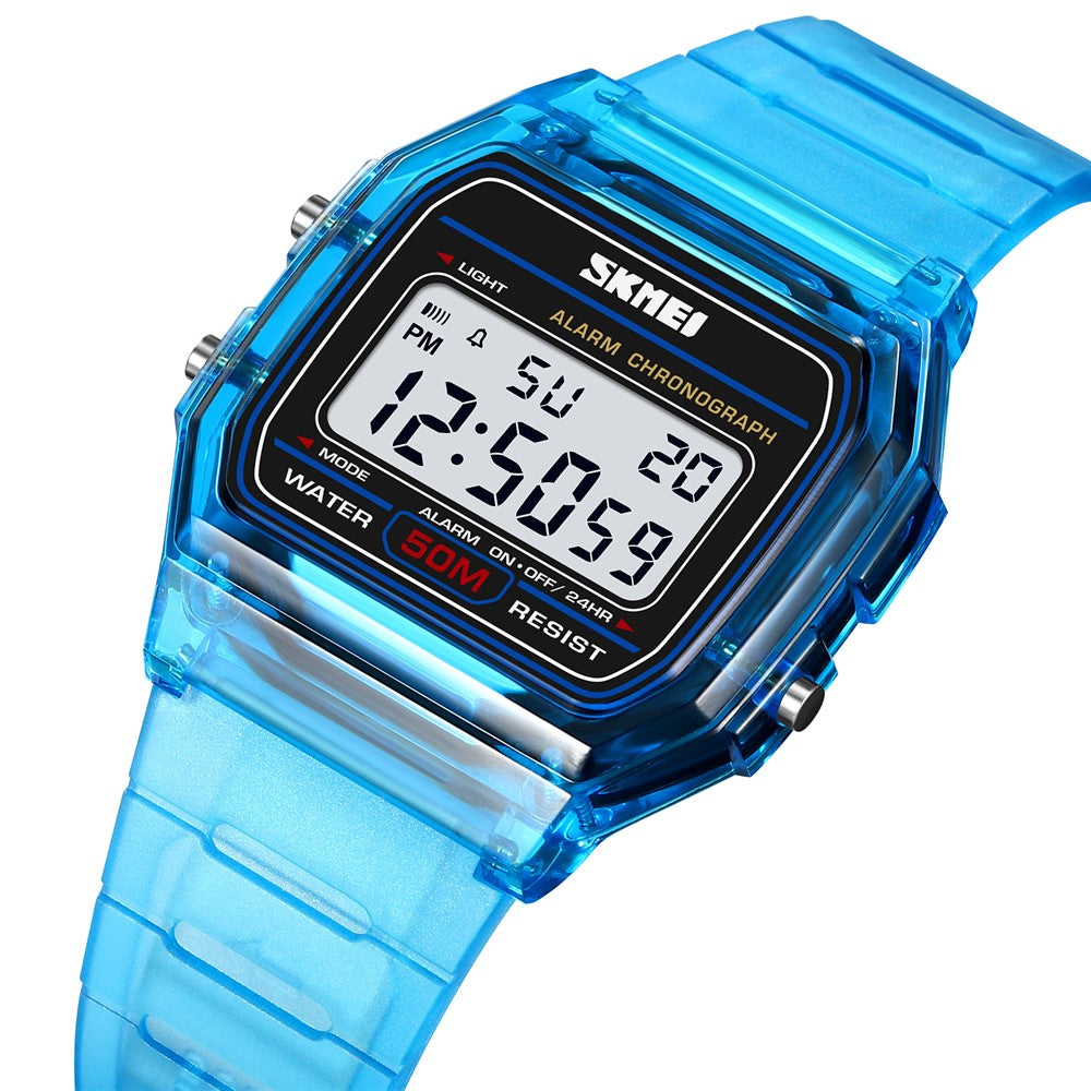 SKMEI 2056 Fashion Square Wrist Watch TPU Strap EL Backlight Electronic Watch