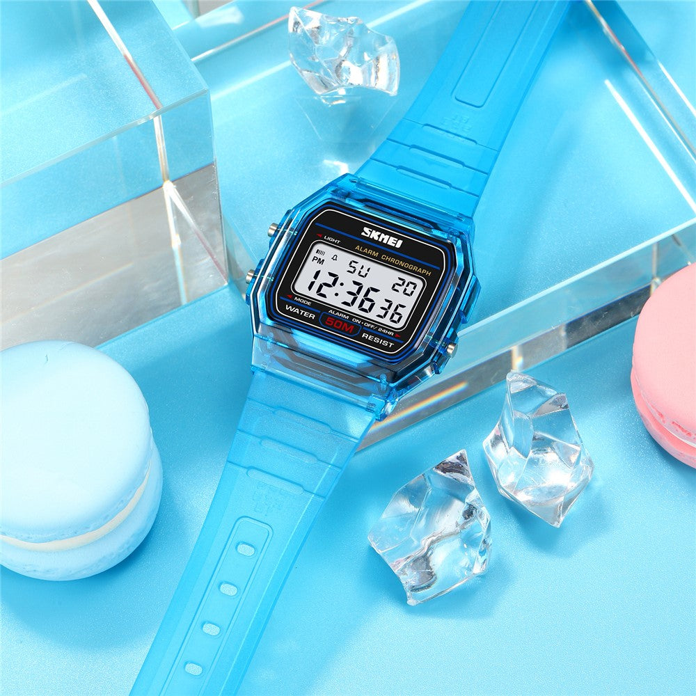 SKMEI 2056 Fashion Square Wrist Watch TPU Strap EL Backlight Electronic Watch