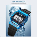 SKMEI 2056 Fashion Square Wrist Watch TPU Strap EL Backlight Electronic Watch