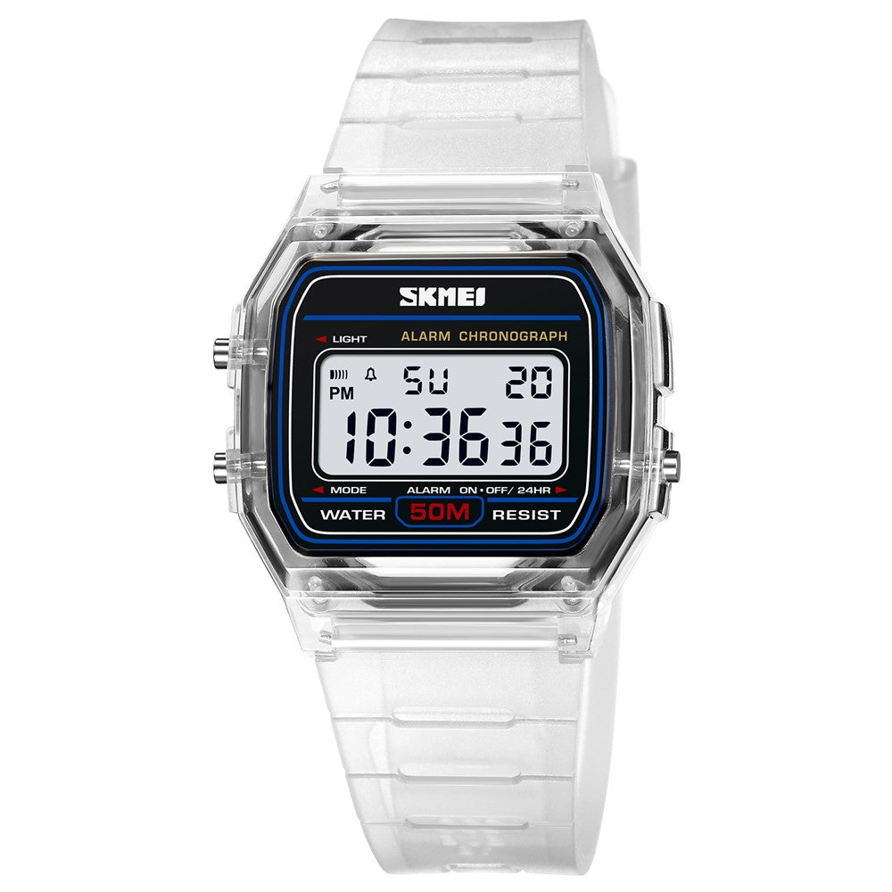 SKMEI 2056 Fashion Square Wrist Watch TPU Strap EL Backlight Electronic Watch