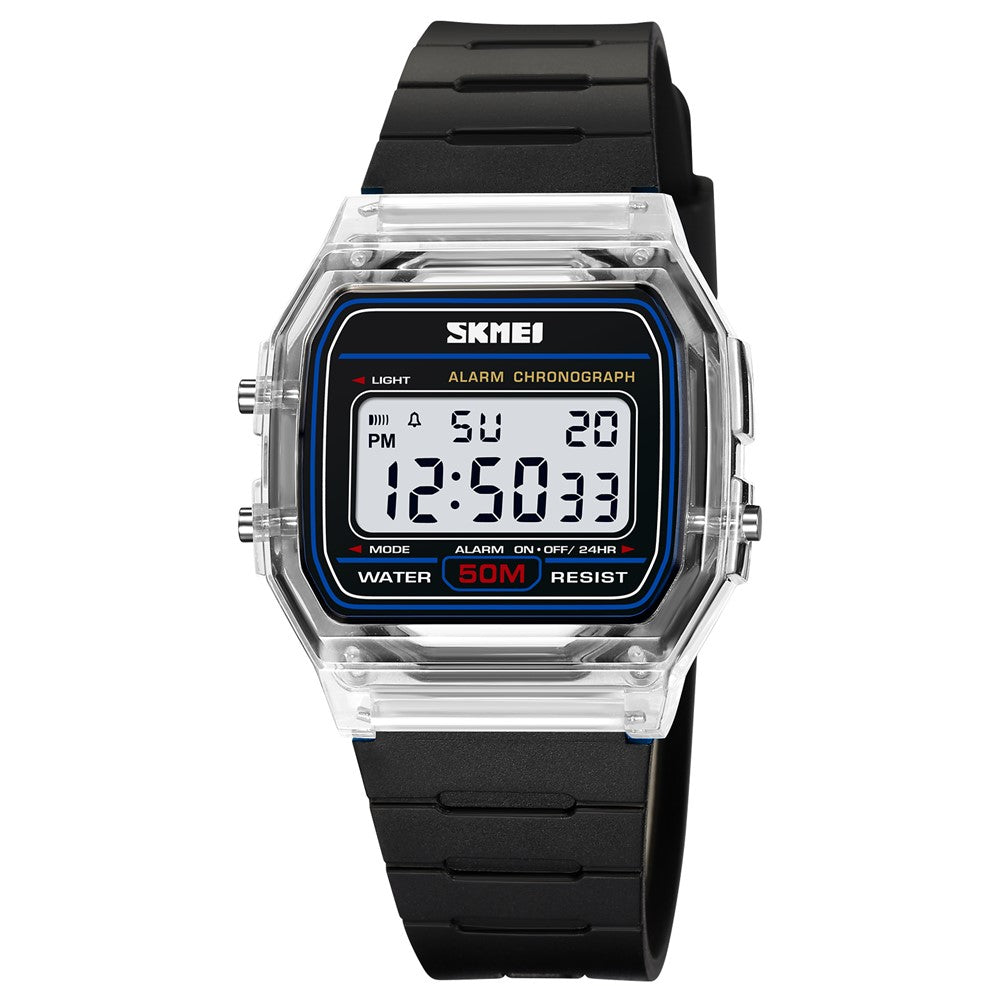 SKMEI 2056 Fashion Square Wrist Watch TPU Strap EL Backlight Electronic Watch