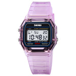 SKMEI 2056 Fashion Square Wrist Watch TPU Strap EL Backlight Electronic Watch