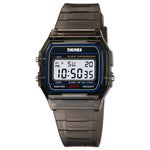 SKMEI 2056 Fashion Square Wrist Watch TPU Strap EL Backlight Electronic Watch