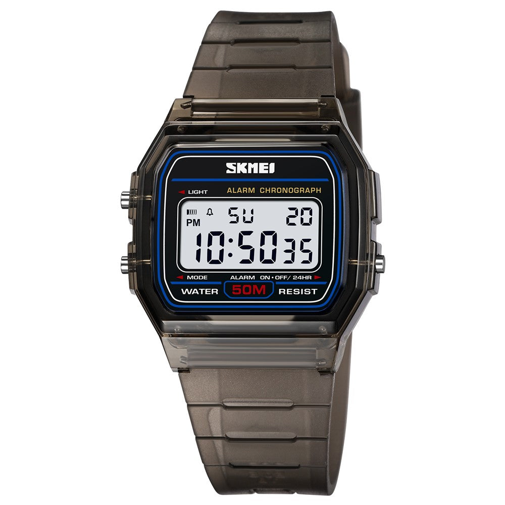 SKMEI 2056 Fashion Square Wrist Watch TPU Strap EL Backlight Electronic Watch