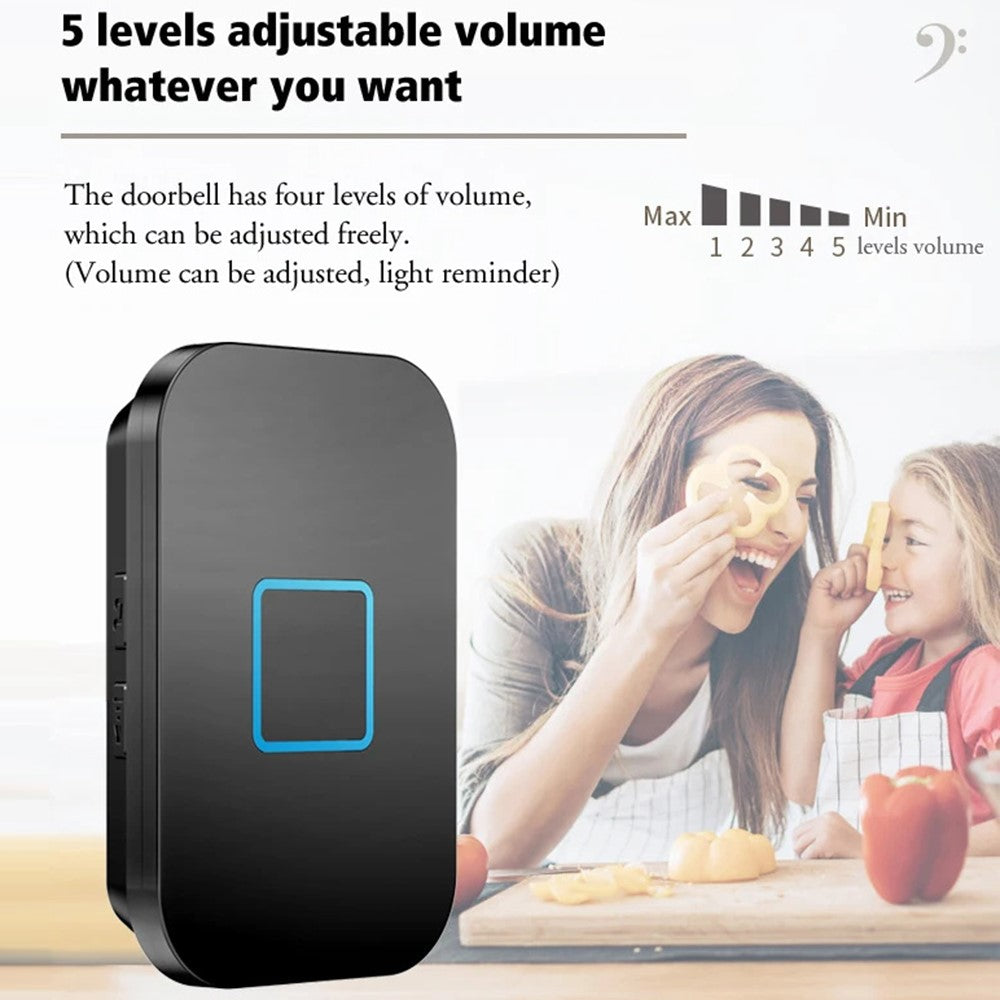 CACAZI FA88 Type 86 Big Panel Button Wireless Doorbell Adjustable Volume Door Bell Kit with 2 Transmitters+1 Receiver