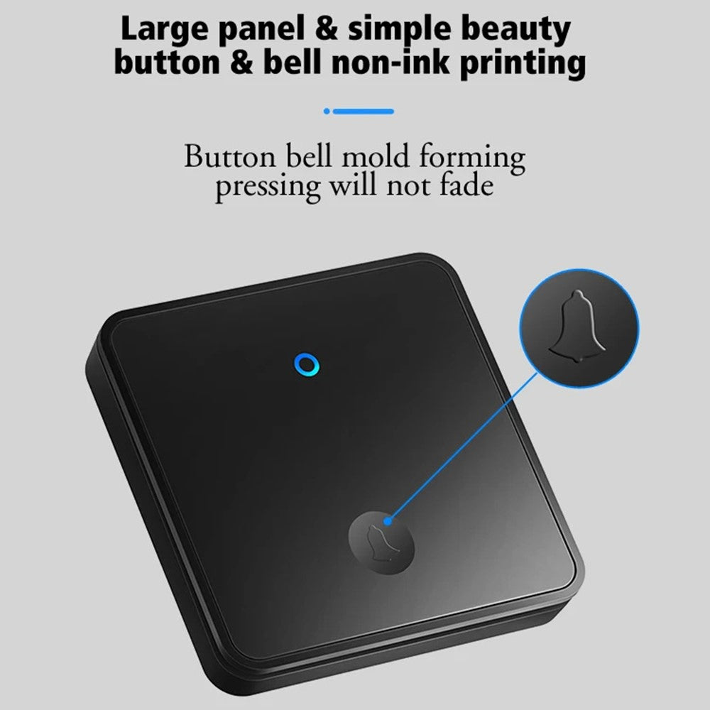 CACAZI FA88 Type 86 Big Panel Button Wireless Doorbell Adjustable Volume Door Bell Kit with 2 Transmitters+1 Receiver