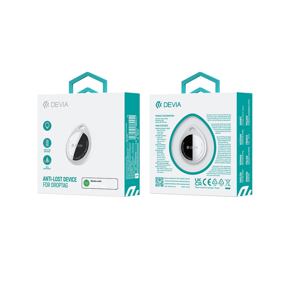 DEVIA G2302 Anti-lost Device DropTag for iOS, IPX5 Waterproof Luggage Tracker Key Finder