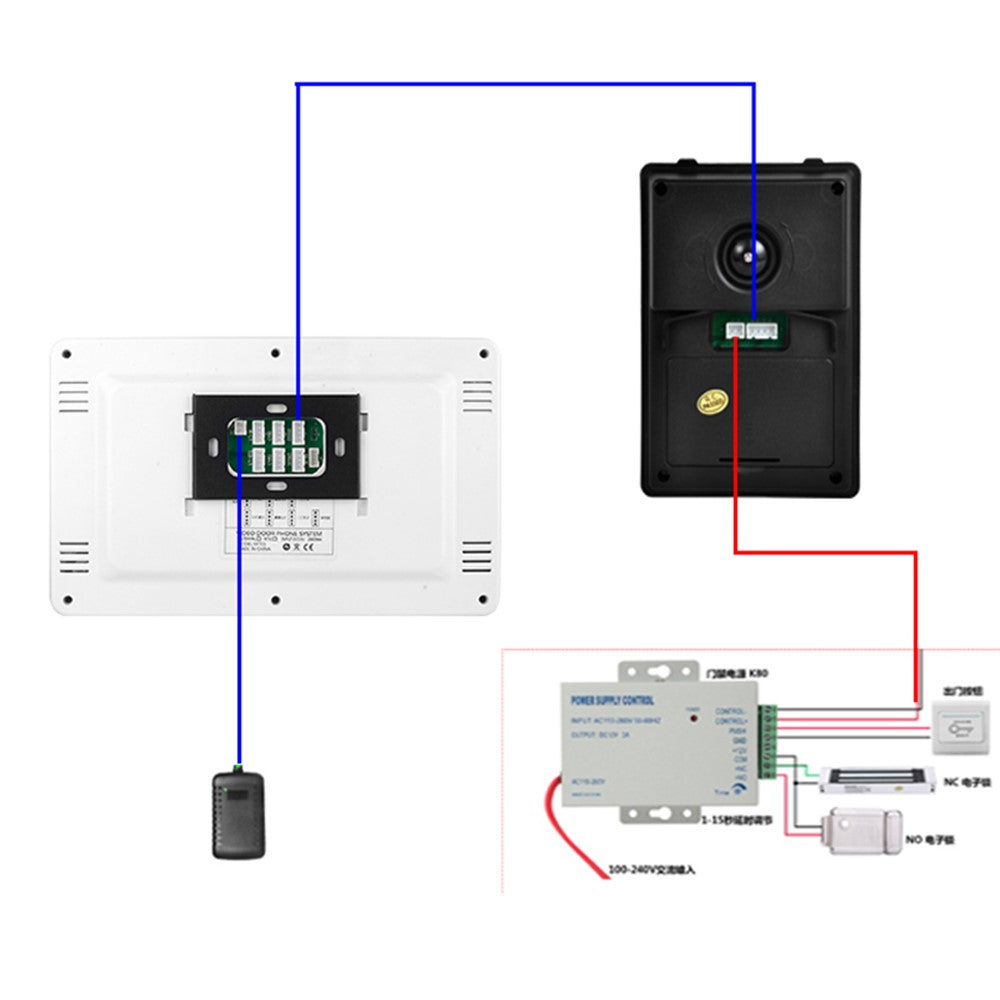 701FA11 Tuya-appen 7-tums WiFi-inomhusmonitor + vattentät dörrklocka HD-kamera, EU-kontakt