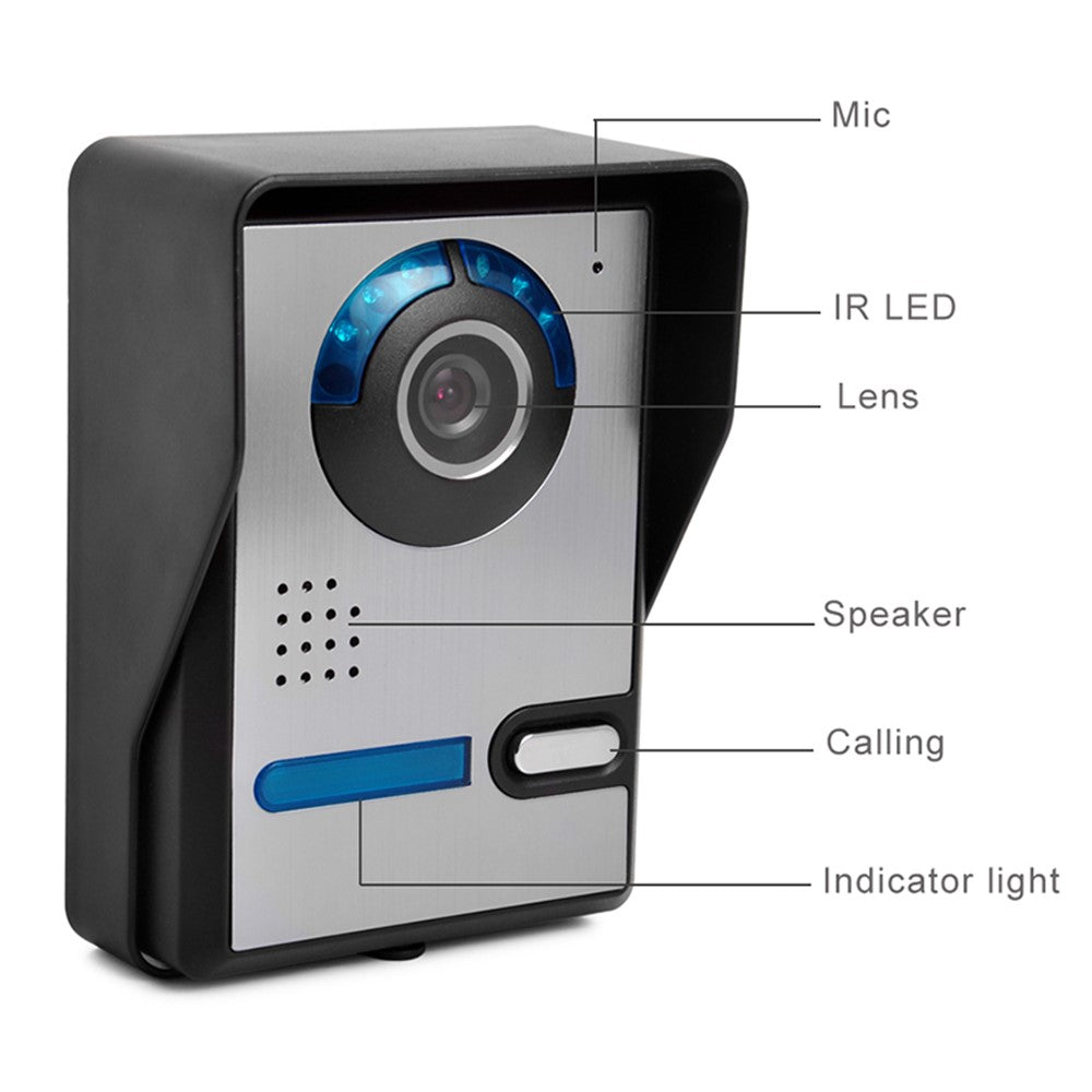 701FA11 Tuya-appen 7-tums WiFi-inomhusmonitor + vattentät dörrklocka HD-kamera, EU-kontakt