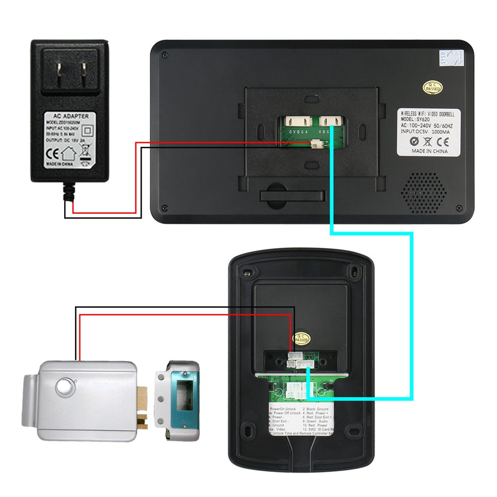 620FG11 7-inch Touch Screen Monitor + Night Vision Door Bell HD Camera, EU Plug