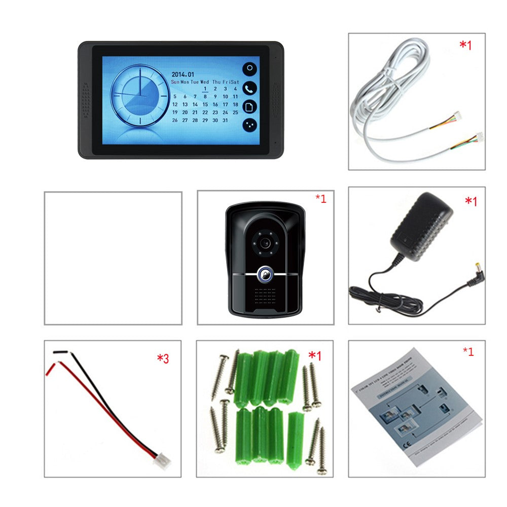 620FG11 7-inch Touch Screen Monitor + Night Vision Door Bell HD Camera, EU Plug