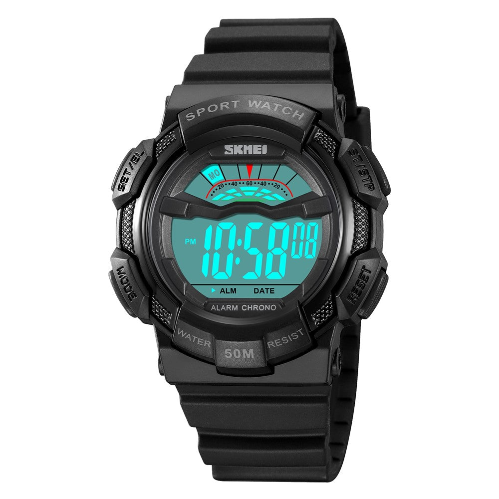 SKMEI 2153 50m Waterproof Wrist Watch TPU Strap EL Backlight Electronic Watch