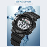 SKMEI 2153 50m Waterproof Wrist Watch TPU Strap EL Backlight Electronic Watch