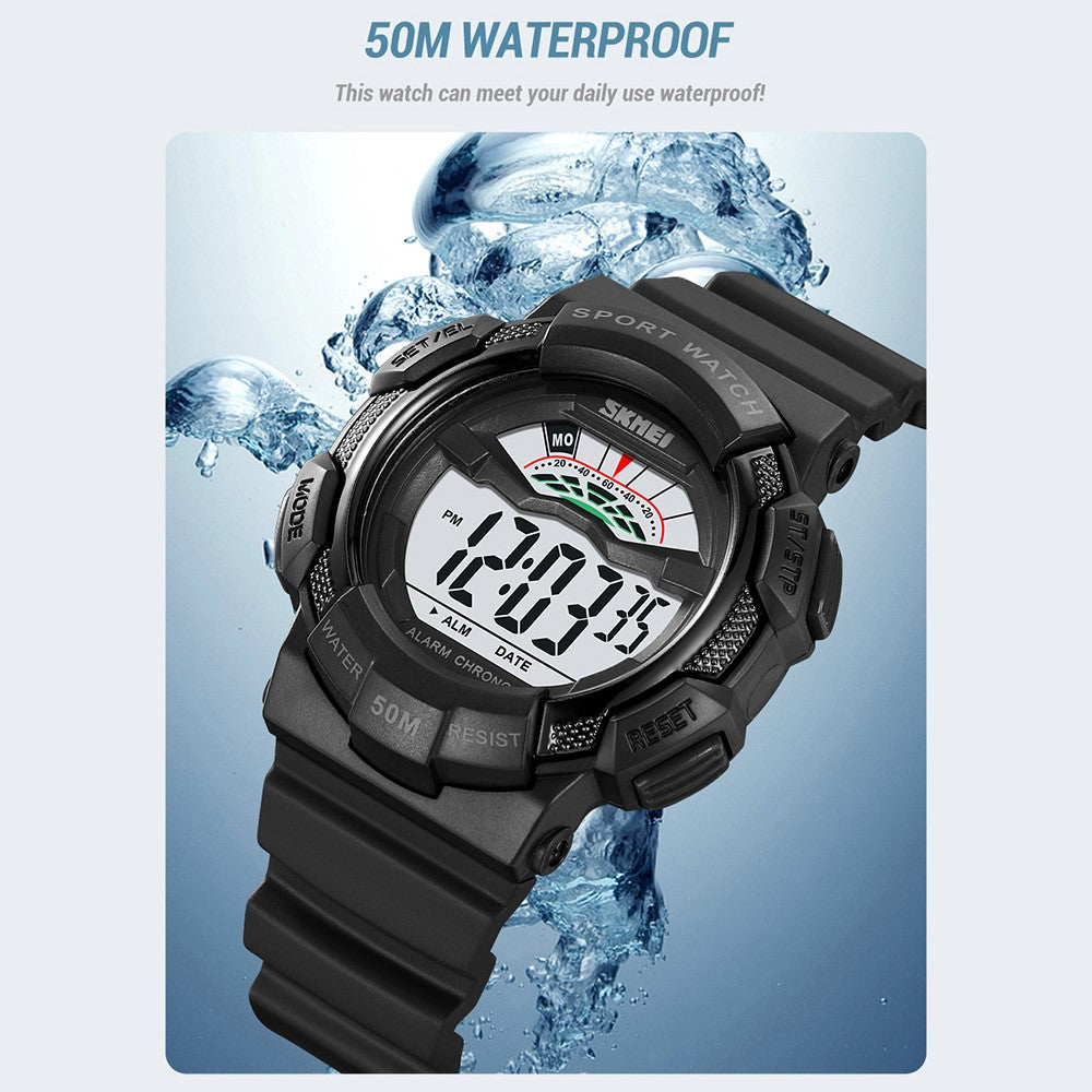 SKMEI 2153 50m Waterproof Wrist Watch TPU Strap EL Backlight Electronic Watch