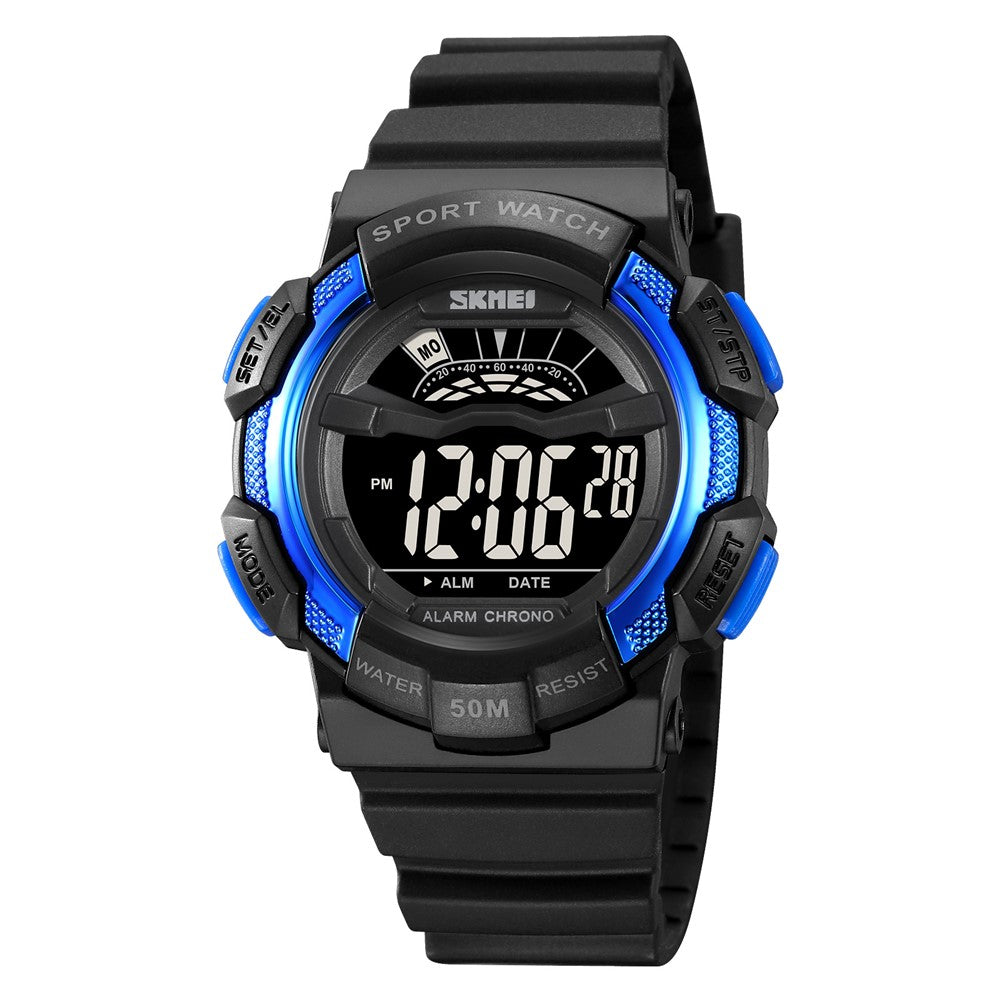 SKMEI 2153 50m Waterproof Wrist Watch TPU Strap EL Backlight Electronic Watch