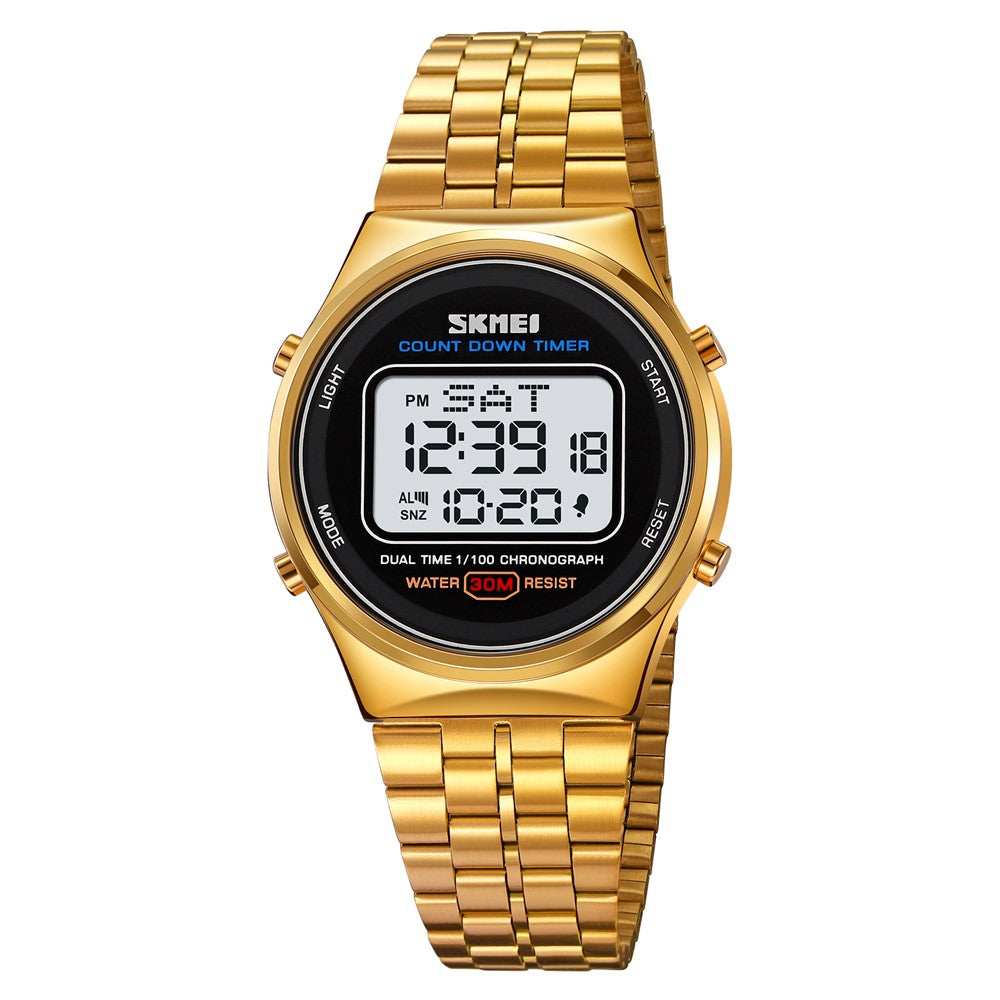 SKMEI 1882 Electronic Watch Stainless Steel Strap Multifunction Wristwatch