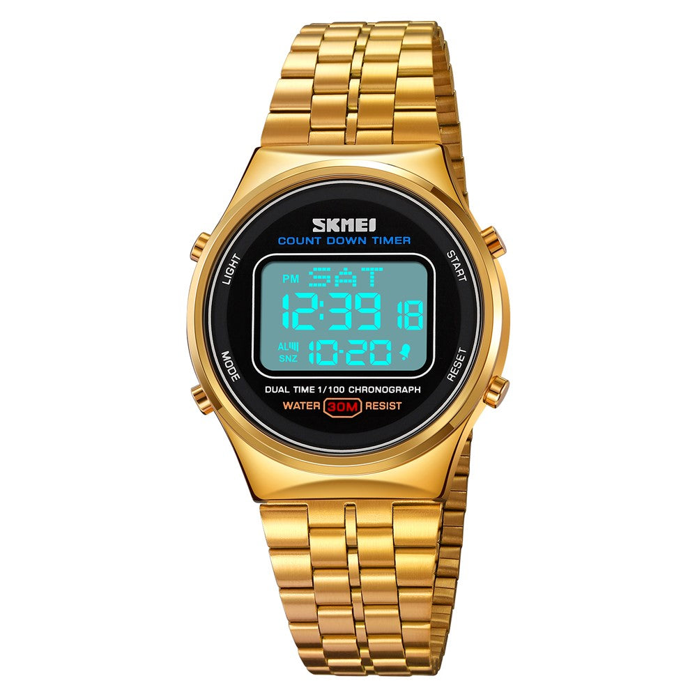 SKMEI 1882 Electronic Watch Stainless Steel Strap Multifunction Wristwatch