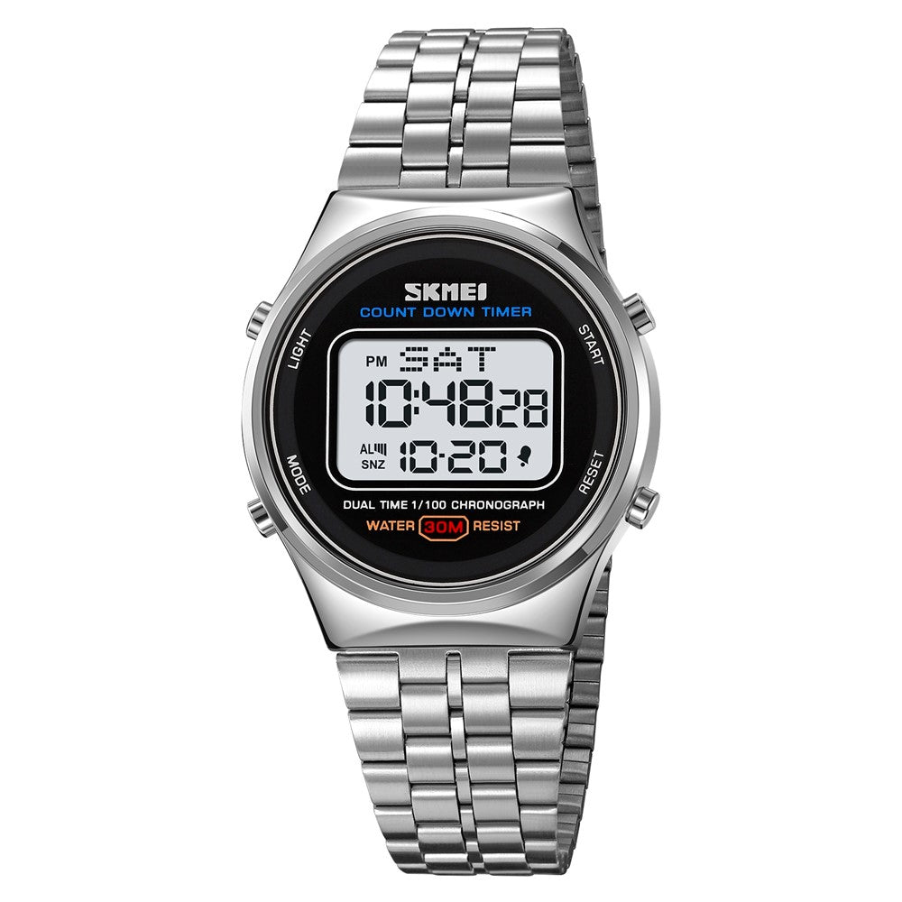 SKMEI 1882 Electronic Watch Stainless Steel Strap Multifunction Wristwatch