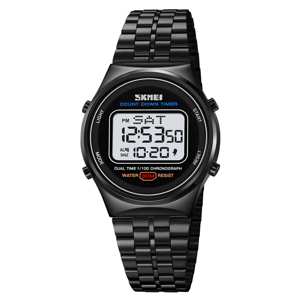 SKMEI 1882 Electronic Watch Stainless Steel Strap Multifunction Wristwatch