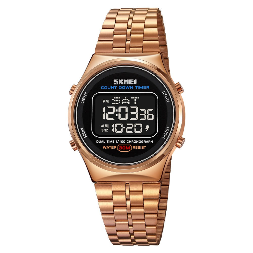 SKMEI 1882 Electronic Watch Stainless Steel Strap Multifunction Wristwatch