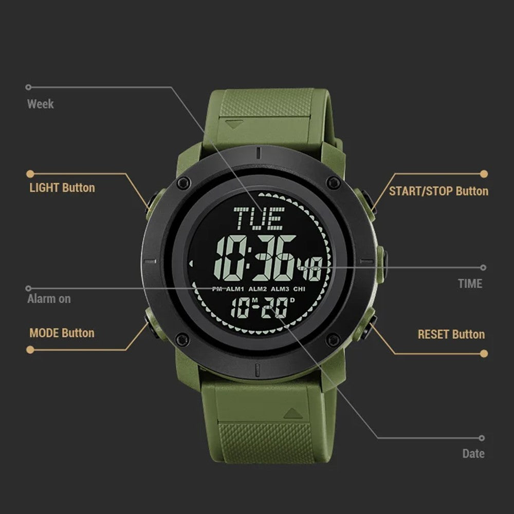 SKMEI 2095 Udendørs Sport 12 / 24H Multifunktions Selvlysende Elektronisk Ur