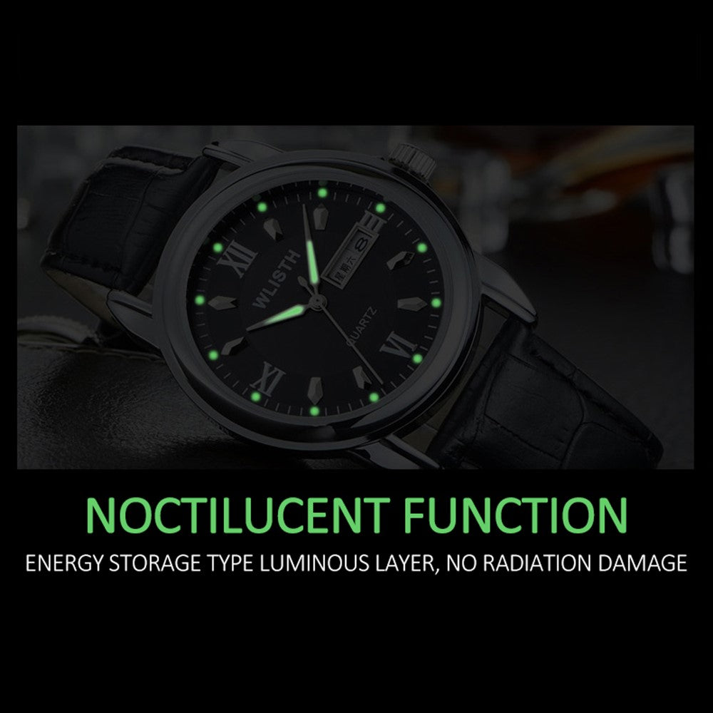 WLISTH S513 Men Fashion Date Week Analog Display Luminous Quartz Wrist Watch