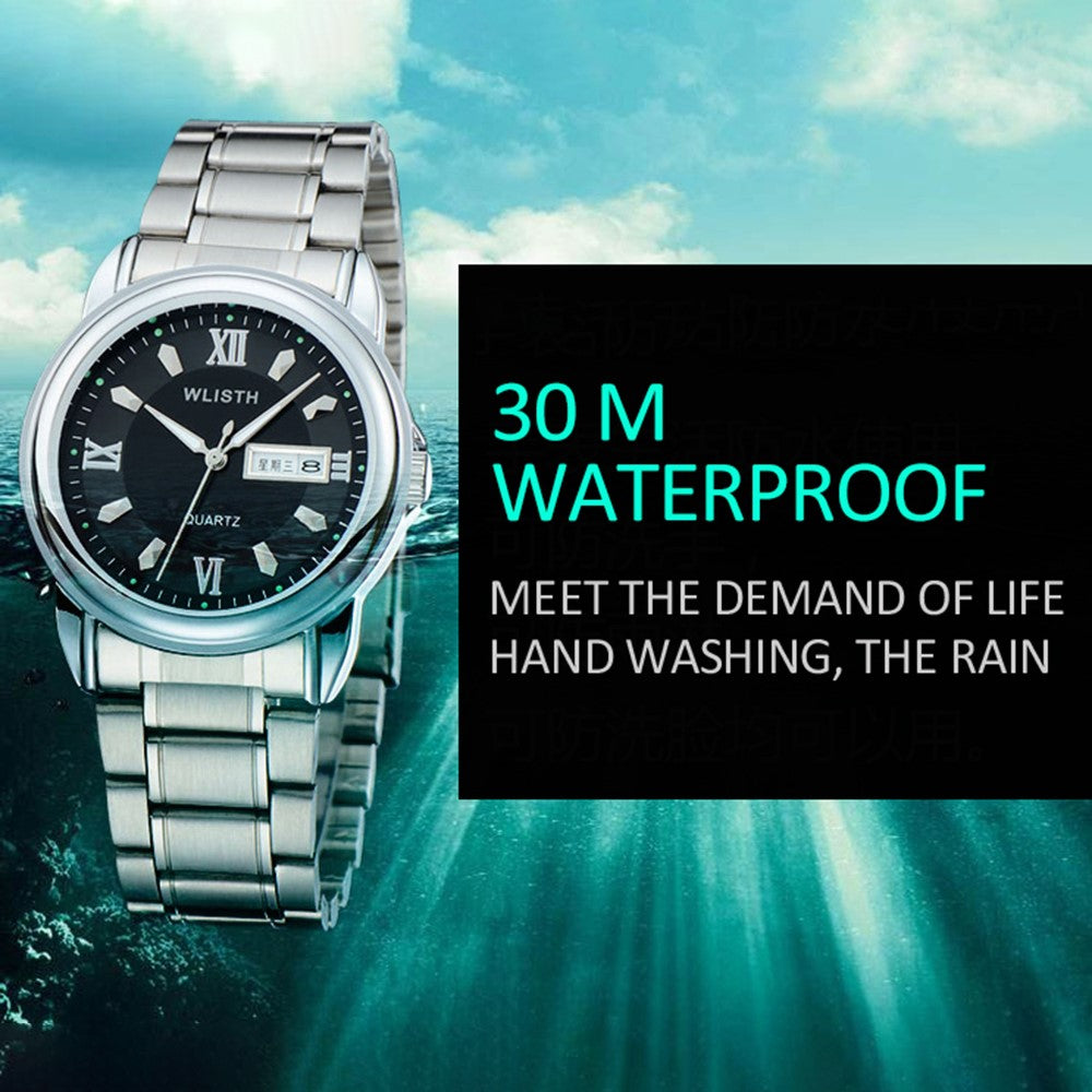 WLISTH S513 Men Fashion Date Week Analog Display Luminous Quartz Wrist Watch